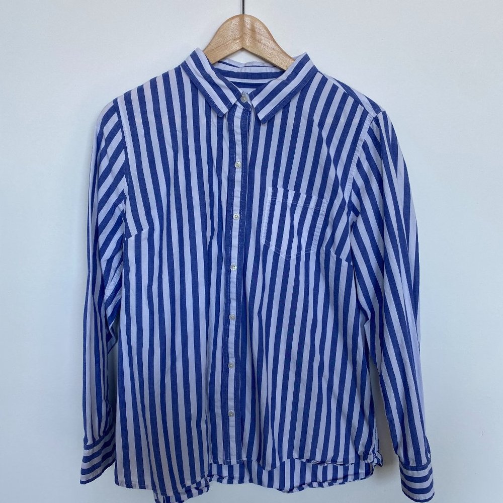 Gap Factory Fitted Boyfriend Shirt Blue/White